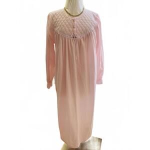 Fundamentals Pink Long Sleeve Quilted Yoke Nightgown Medium